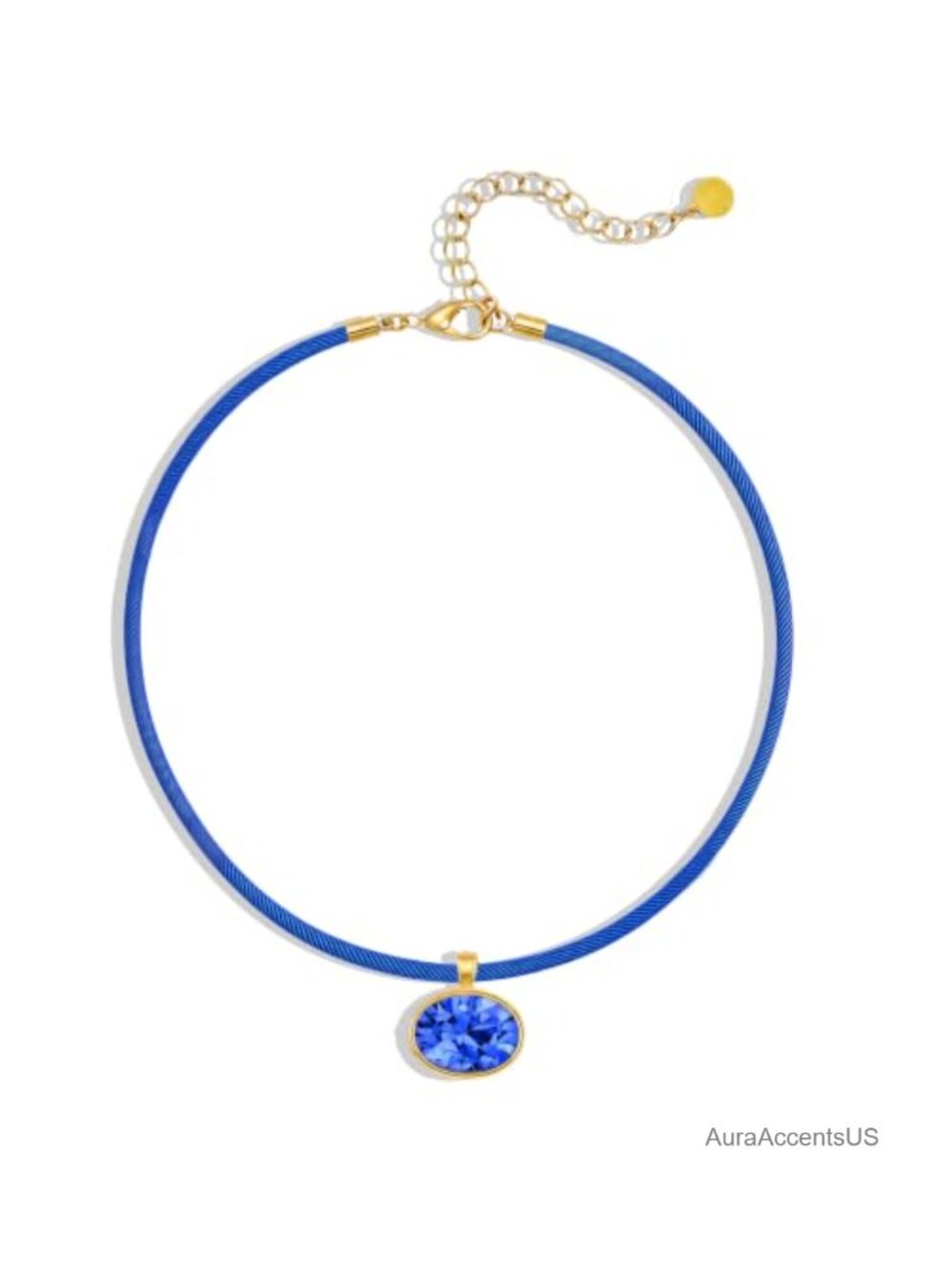 Cord Necklace for Women Rope with Oval CZ Charm Pendant Necklace
